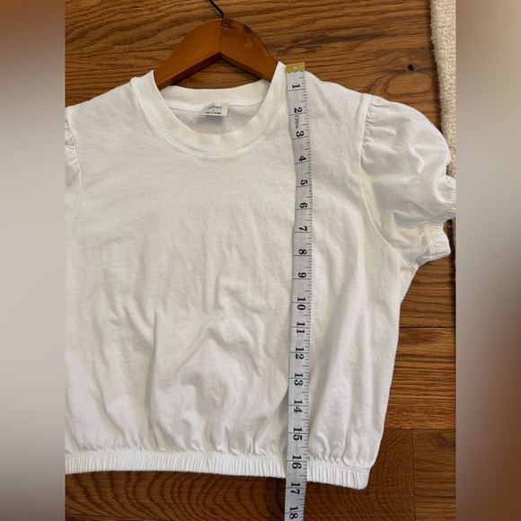 Aritzia WILFRED Piaf White Cotton Cropped Elastic Waist T-Shirt, Size Small - Picture 7 of 8